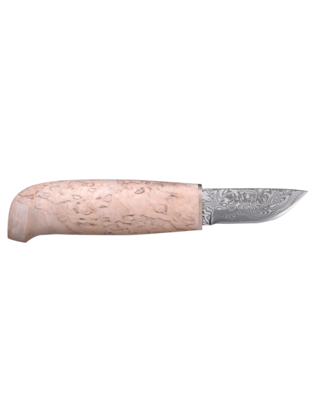 558010 Coltello Marttiini Ice Crystal, lama damascata da 5,9 cm, manico in betulla + astuccio/scatola regalo