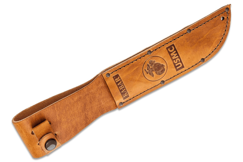 Faca KA-BAR USMC Fighter 1217 Lâmina de carbono de 17,8 cm Cabo de couro + bainha de couro