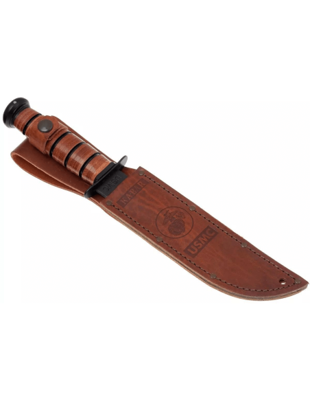 KA-BAR USMC Fighter 1217 cuchillo 17.8cm hoja carbono mango cuero + funda cuero