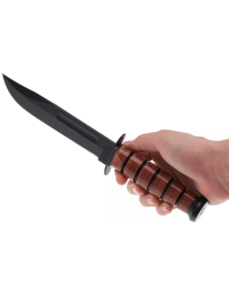 KA-BAR USMC Fighter 1217 cuchillo 17.8cm hoja carbono mango cuero + funda cuero