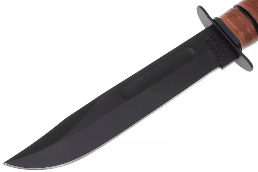 KA-BAR USMC Fighter 1217 veitsi 17.8cm hiiliterä nahkakahva + nahkatuppi