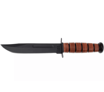 KA-BAR USMC Fighter 1217 kniv 17,8 cm kolblad läderhandtag + läderslida