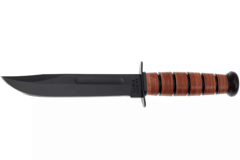 KA-BAR USMC Fighter 1217 kniv 17,8 cm kolblad läderhandtag + läderslida