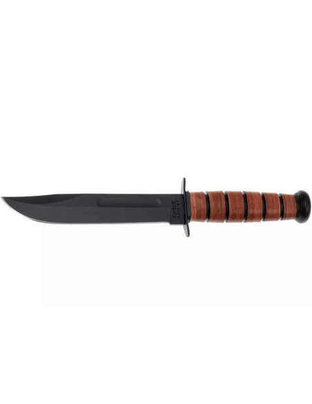 KA-BAR USMC Fighter 1217 kniv 17,8 cm karbonblad lærhåndtak + lærhylse