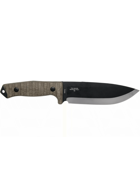 Faca Fox Military Bushman FX.609OD Lâmina de 16 cm cabo em micarta + bainha em pele
