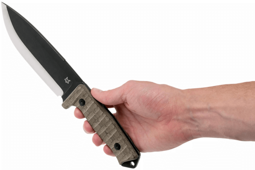 Faca Fox Military Bushman FX.609OD Lâmina de 16 cm cabo em micarta + bainha em pele