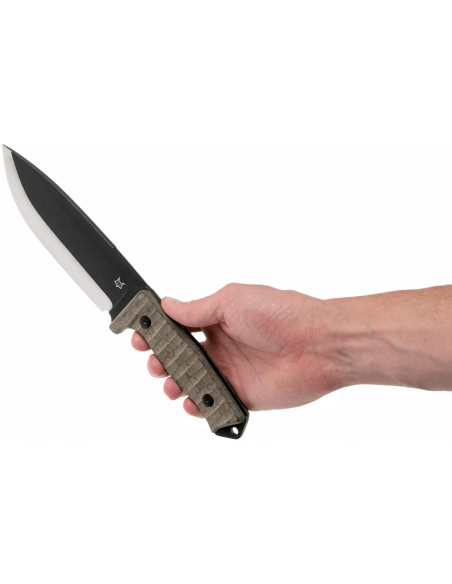 Fox Military Bushman FX.609OD veitsi 16cm terä micarta kahva + nahkatuppi