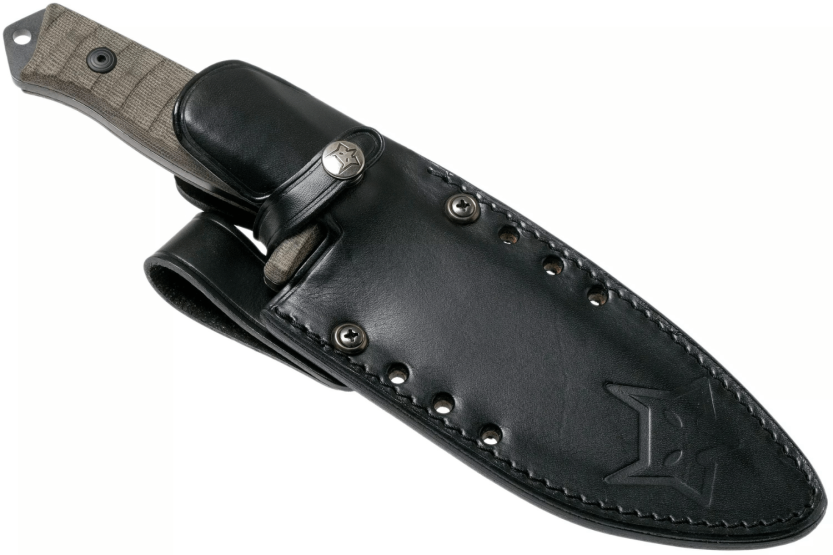 Fox Military Bushman FX.609OD kniv 16 cm blad micarta håndtak + skinnslire