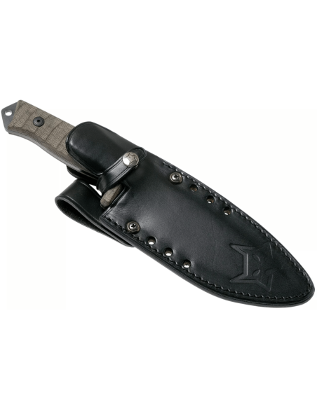 Fox Military Bushman FX.609OD kniv 16 cm blad micarta håndtak + skinnslire
