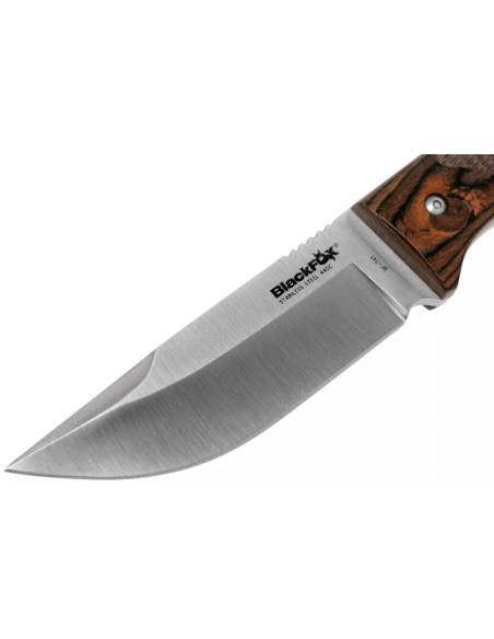 Black Fox BF.741 mes 11,4cm lemmet pakka houten handvat met schede