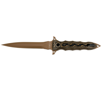Fox Military Modras FX.508 cuchillo 17.5cm hoja G10 mango marrón/negro + funda de cuero 2