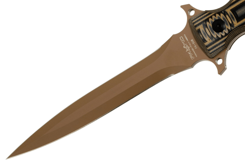 Fox Military Modras FX.508 kniv 17,5 cm blad G10 brun/sort håndtag + læderskede