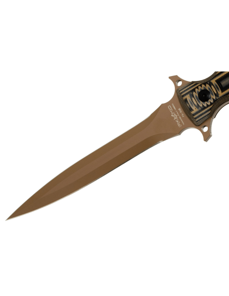 Fox Military Modras FX.508 kniv 17,5 cm blad G10 brun/sort håndtag + læderskede