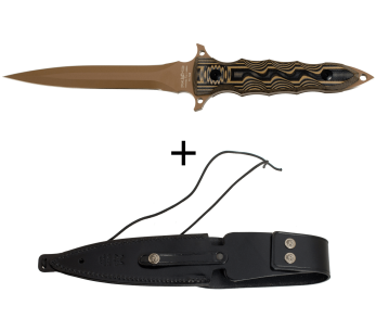Fox Military Modras FX.508 cuchillo 17.5cm hoja G10 mango marrón/negro + funda de cuero