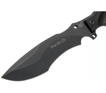 Fox Military Parus FX.9CM06 kniv 17,5 cm blad svart Forprene-håndtak + nylonslire + overlevelsessett 2