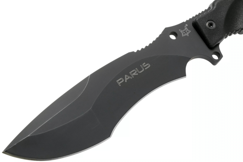 Fox Military Parus FX.9CM06 coltello 17,5 cm lama nera manico in Forprene + fodero in nylon + kit di sopravvivenza