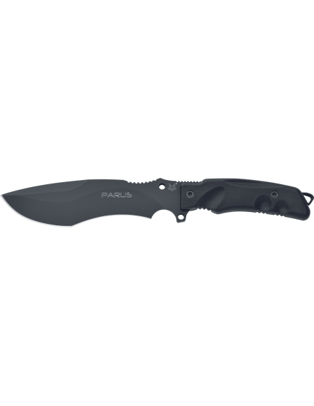 Fox Military Parus FX.9CM06 mes 17,5cm lemmet zwart Forprene handvat + nylon schede + overlevingspakket