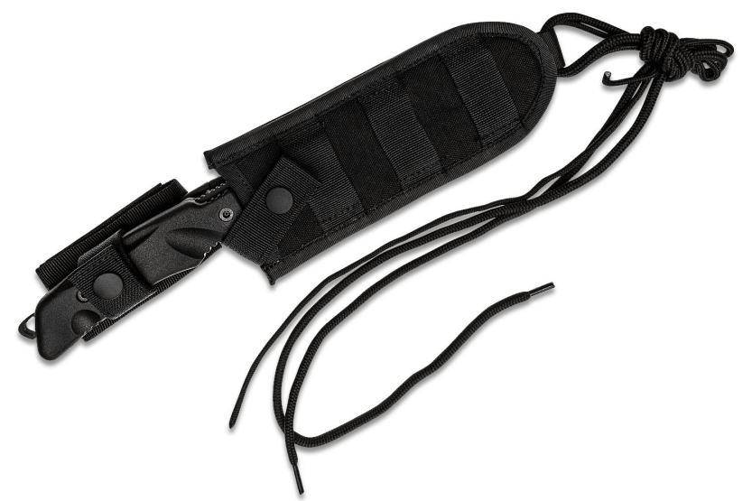 Fox Military Parus FX.9CM06 mes 17,5cm lemmet zwart Forprene handvat + nylon schede + overlevingspakket