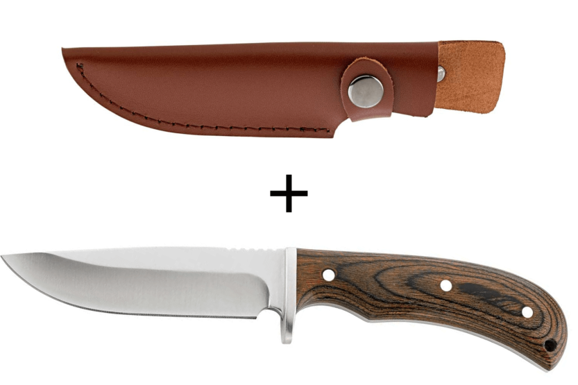 Herbertz 105811 cuchillo hoja de acero inoxidable 10,8cm pakka mango de madera con funda de cuero
