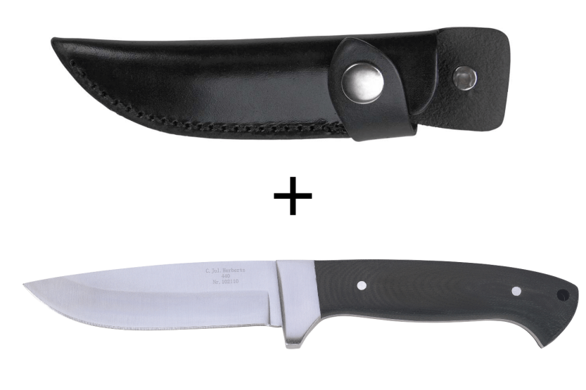 Herbertz 102110 coltello 9,8 cm lama in acciaio inox manico in micarta nero con fodero in pelle