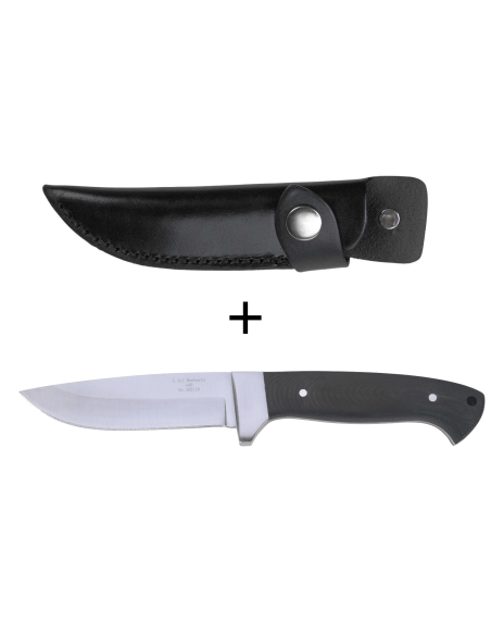 Herbertz 102110 coltello 9,8 cm lama in acciaio inox manico in micarta nero con fodero in pelle