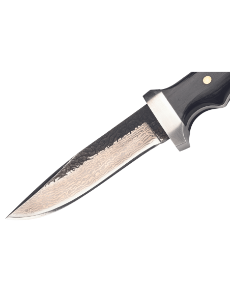 Herbertz 593413 veitsi 12cm damascenoitu terä niitattu pakkawood kahva + nahkatuppi