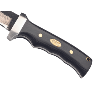 Herbertz 593413 veitsi 12cm damascenoitu terä niitattu pakkawood kahva + nahkatuppi 2