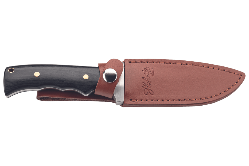 Herbertz Messer 593413 Damastklinge 12cm Pakkaholzgriff genietet + Lederetui