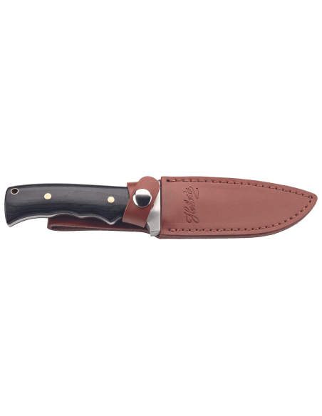 Faca Herbertz 593413 com lâmina damascada de 12 cm, cabo em pakkawood rebitado + bainha em pele