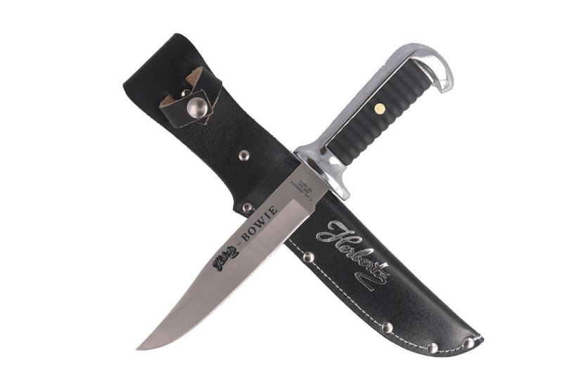 Coltello Bowie Herbertz 106415 lama 15,5 cm manico in zinco e pelle + fodero in pelle