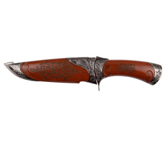 CJH veitsi Damascus design terä Ruostumaton teräs kaiverrettu puukahva + kotelo 2