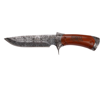 CJH veitsi Damascus design terä Ruostumaton teräs kaiverrettu puukahva + kotelo