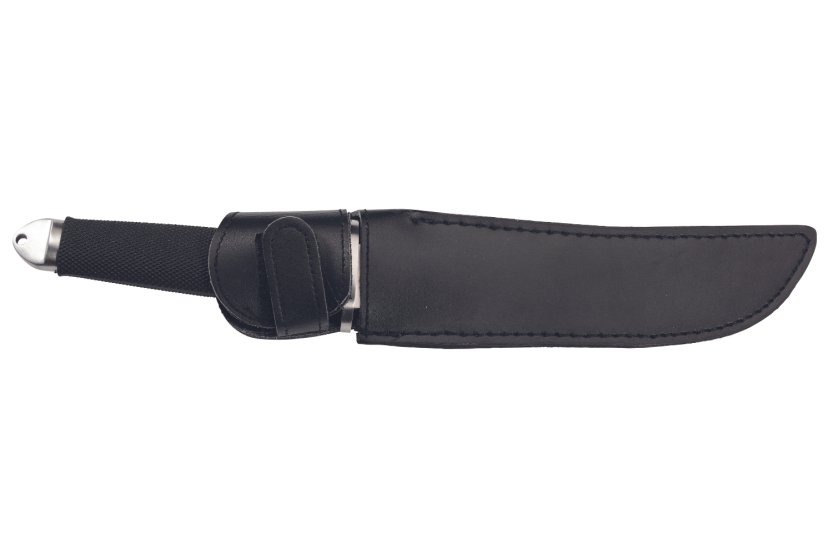 Herbertz kniv 581318 18 cm tantoblad svart gummihåndtak + skinnslire