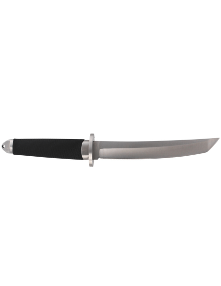 Herbertz Messer 581318 Tanto-Klinge 18cm schwarzer Gummigriff + Lederetui