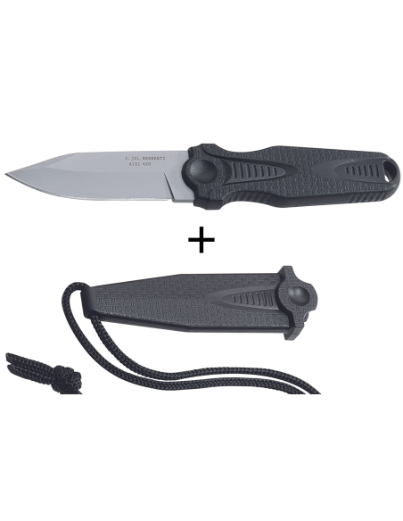 Herbertz 108307 Halsmesser 7cm rostfreie Klinge schwarzer Polymergriff mit Etui