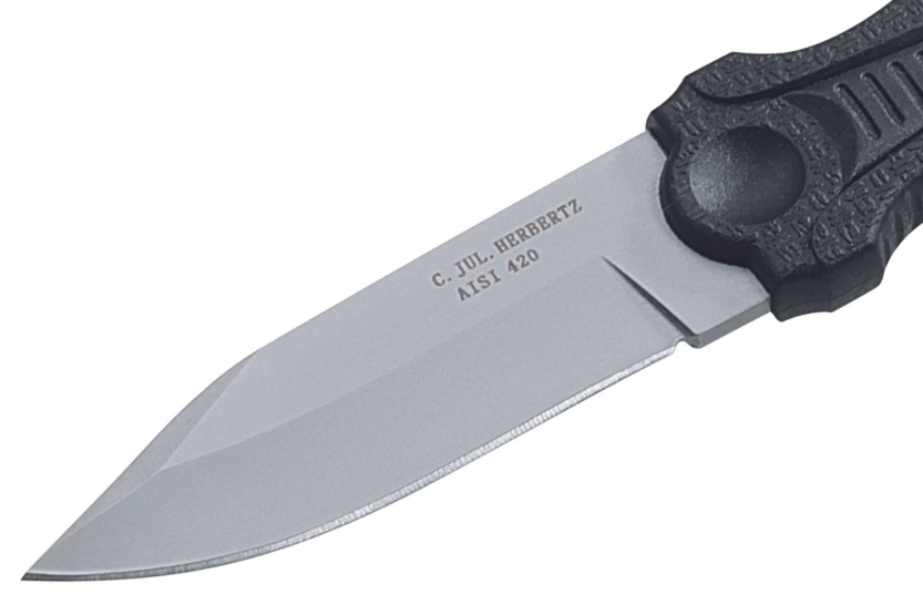 Herbertz 108307 halskniv 7cm blad i rostfritt stål svart polymerhandtag med slida