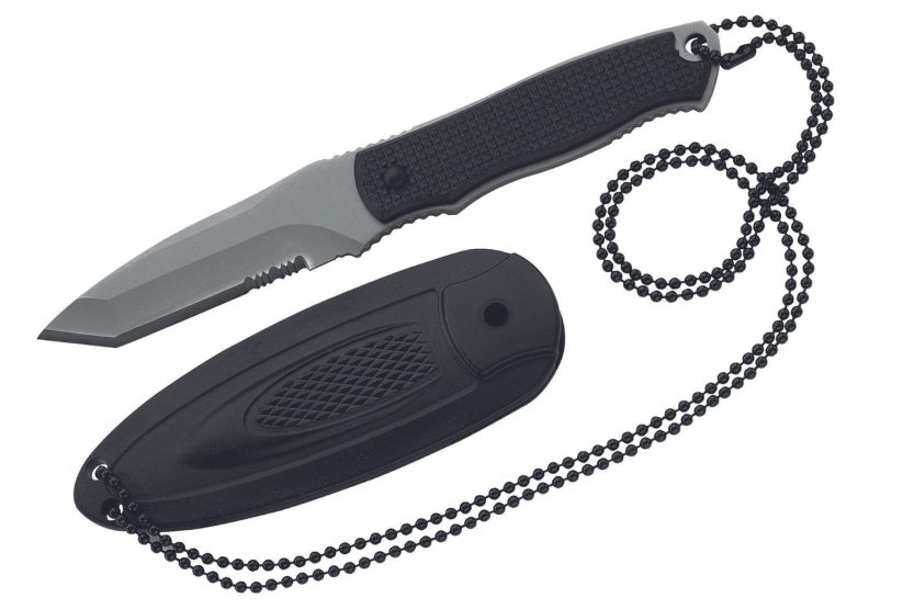 Herbertz halsmes 103407 7cm tanto lemmet zwart polymeer handvat + etui