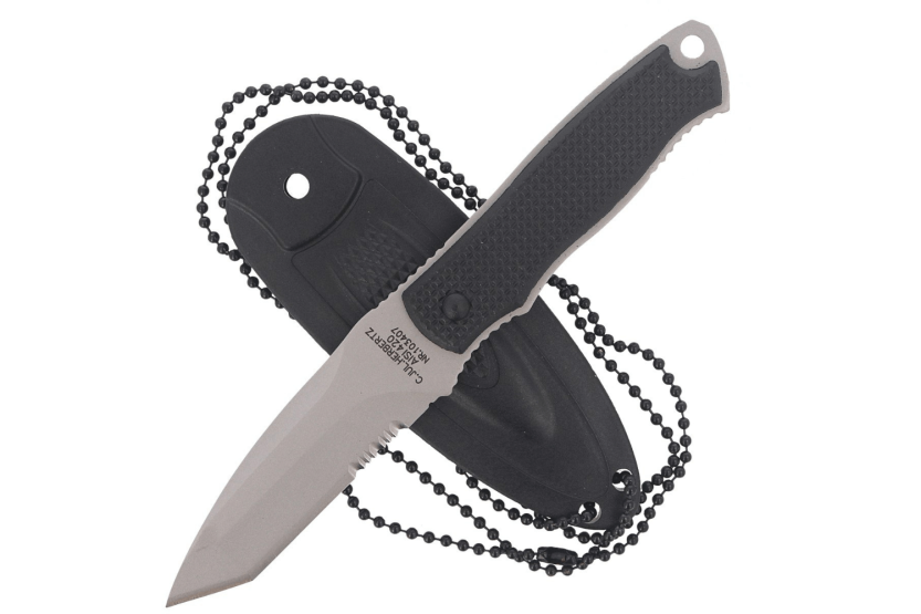 Herbertz halsmes 103407 7cm tanto lemmet zwart polymeer handvat + etui