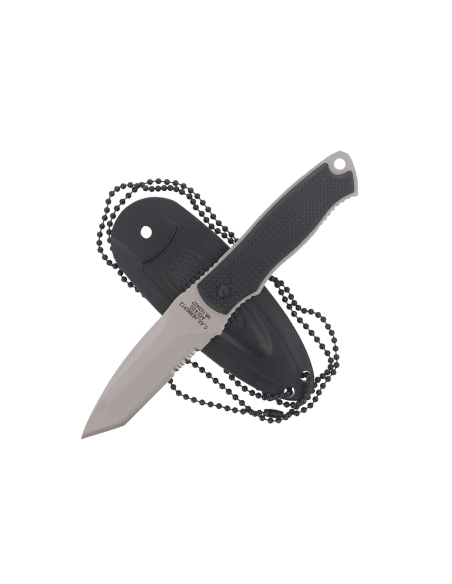 Herbertz halsmes 103407 7cm tanto lemmet zwart polymeer handvat + etui
