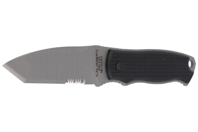 Herbertz halsmes 103407 7cm tanto lemmet zwart polymeer handvat + etui