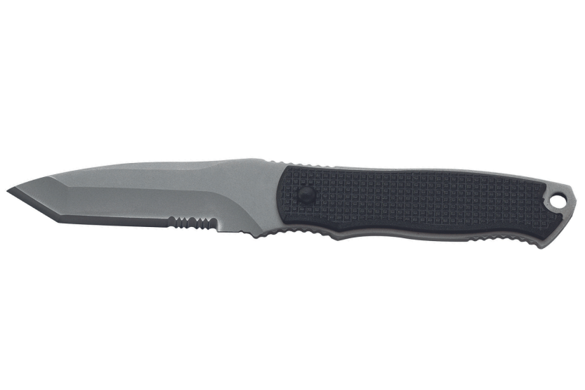 Herbertz halsmes 103407 7cm tanto lemmet zwart polymeer handvat + etui