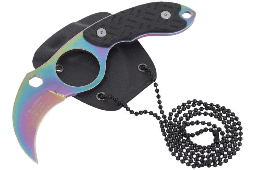 Herbertz 572904 karambit neck knife 4cm blade G10 handle black + case