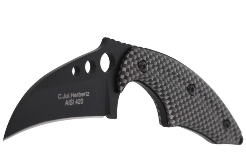 Herbertz 575706 cuchillo de cuello karambit 6cm hoja mango aluminio + estuche