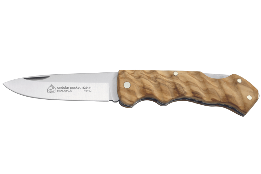 Puma IP Ondular Taskutaittoveitsi 272411 oliivipuinen kahva 11cm