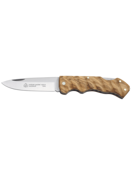Puma IP Ondular Taskutaittoveitsi 272411 oliivipuinen kahva 11cm
