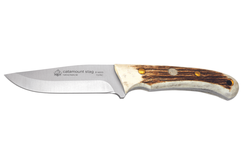 Puma IP Catamount Stag 305310 kniv 9 cm blad gevirhåndtak + skinnslire
