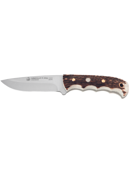 Puma IP Catamount Stag II 304211 kniv 11,1 cm blad gevirhåndtag + læderskede