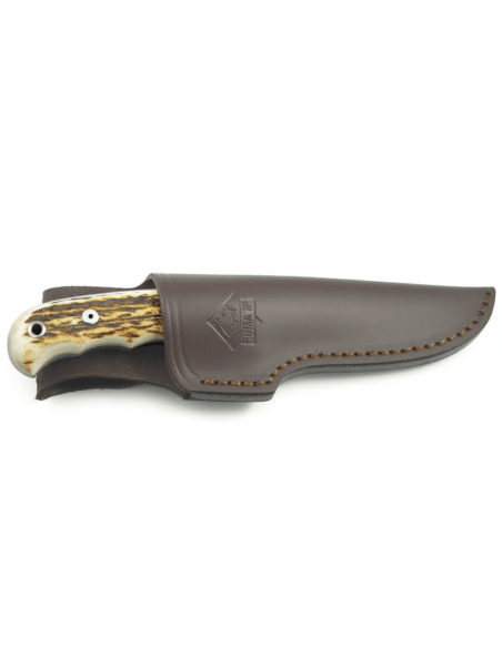 Kniv Puma IP Trapper Stag 309410 klinge 11 cm gevirhåndtag + læderskede