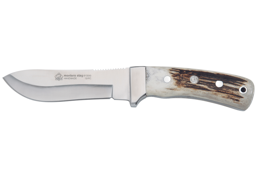 Puma IP Montero Stag 329712 kniv 12 cm blad gevirhåndtak + skinnslire