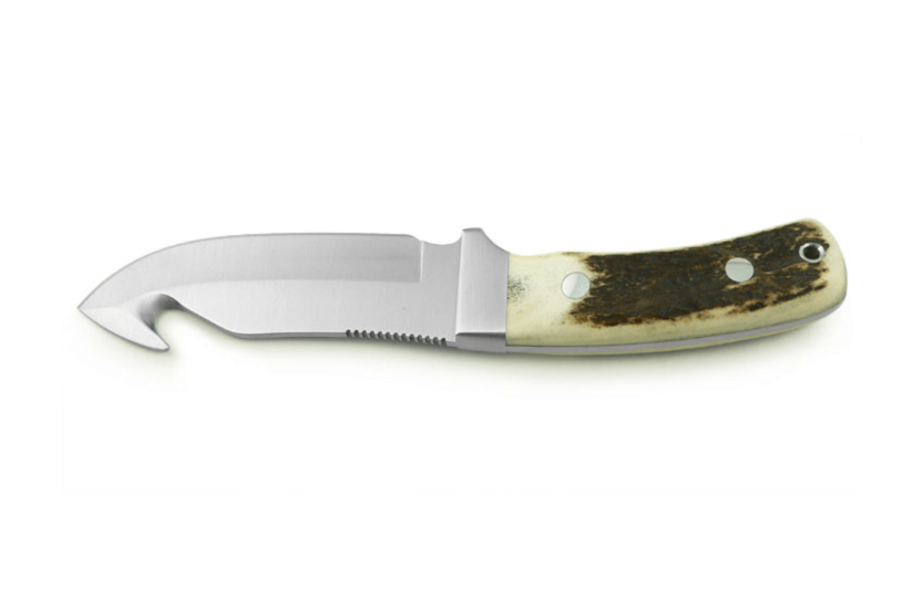 Puma IP Schwarzwild cuchillo 338212 guthook hoja 12cm asta de ciervo mango + funda de cuero